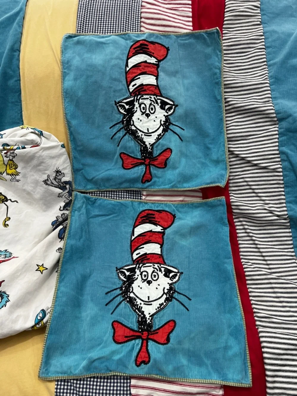 Pottery Barn Kids & Dr. Seuss 5 PCs. Set Bending Comforter Sheets Shams Sz Twin